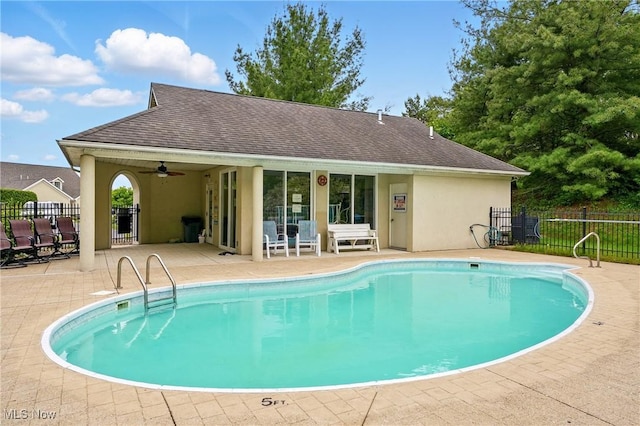 6868 Twin Oaks Ct, Canfield, OH 44406 - view of pool with a patio and ceiling fan