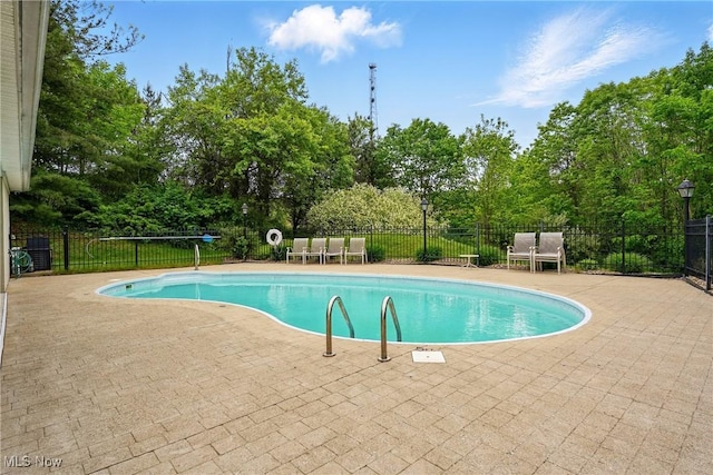 6868 Twin Oaks Ct, Canfield, OH 44406 - view of swimming pool with a patio area and view of wooded area