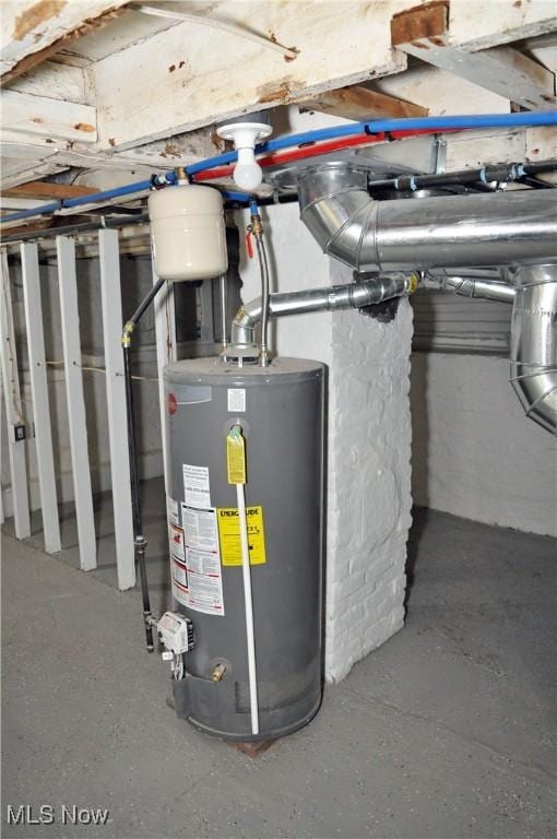 utility room with gas water heater