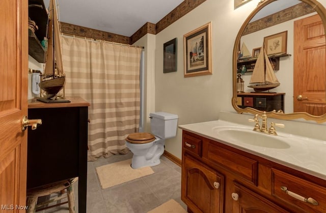 38 Choctaw Trl, Malvern, OH 44644 - bathroom with vanity, tile patterned flooring, and a shower with curtain