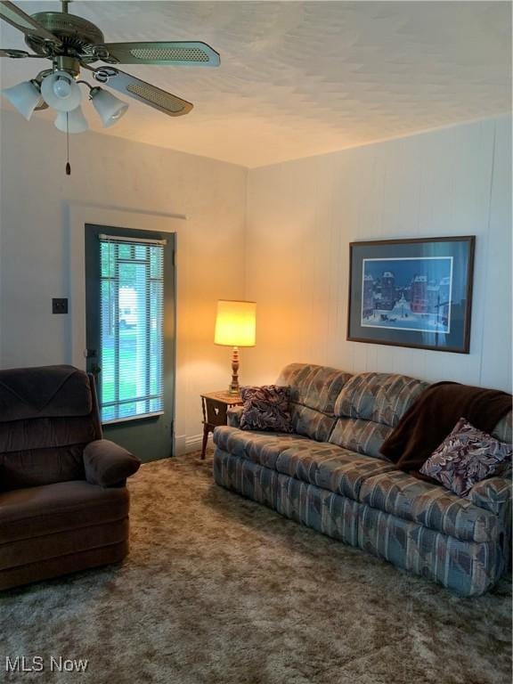 1912 Lisbon St, East Liverpool, OH 43920 - carpeted living area featuring ceiling fan
