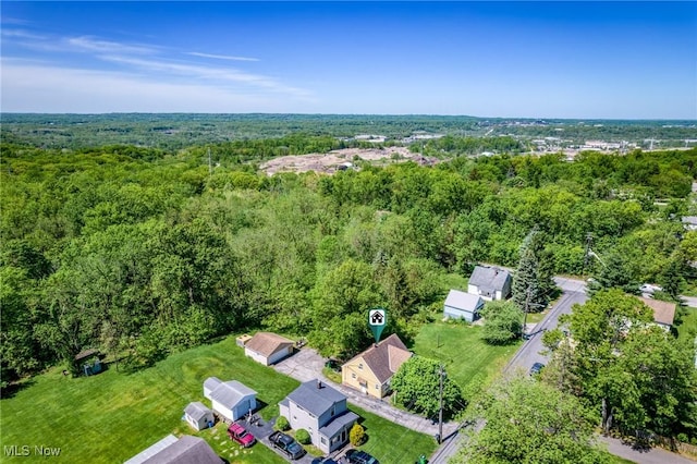 aerial view of a heavily wooded area