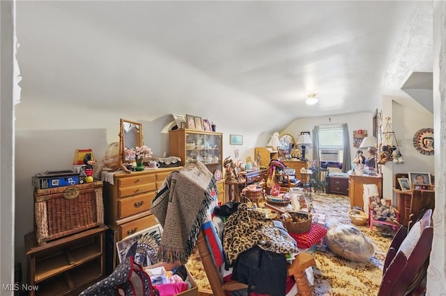 living area with lofted ceiling