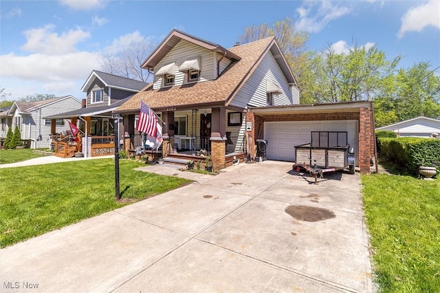 4202 Walter Ave, Parma, OH 44134 - view of front facade featuring a porch, a front yard, driveway, a garage, and roof with shingles