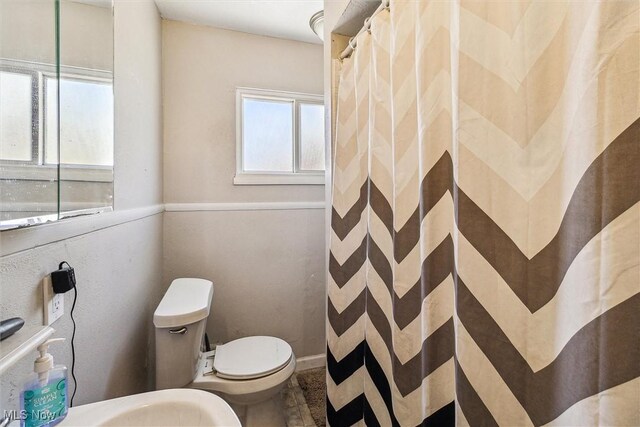 4202 Walter Ave, Parma, OH 44134 - full bathroom featuring toilet and a shower with shower curtain