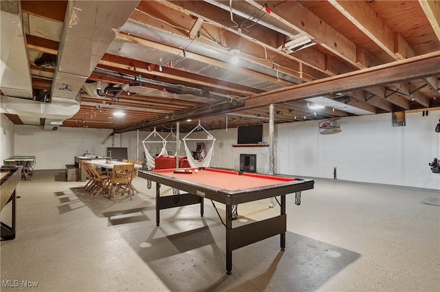7182 Stewart Sharon Rd, Hubbard, OH 44425 - playroom with billiards table and speckle patterned floor