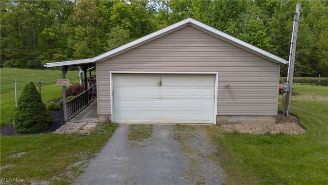 view of detached garage