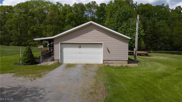 view of detached garage