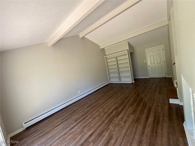 5135 Berkshire Dr, North Olmsted, OH 44070 - unfurnished bedroom with a baseboard radiator, dark wood finished floors, baseboards, and a textured ceiling