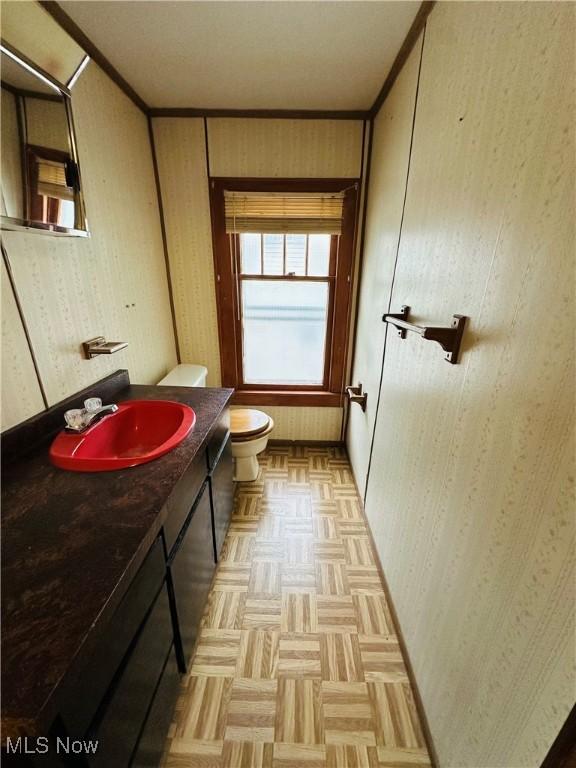 half bath with toilet and vanity