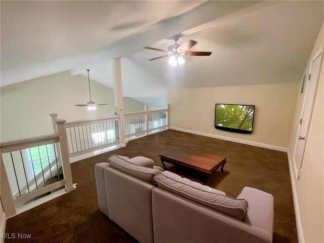246 W Hamilton St, Oberlin, OH 44074 - living area featuring a ceiling fan, dark colored carpet, and baseboards