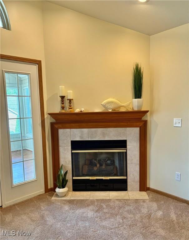 1932 S Lincoln Ave Unit 2, Salem, OH 44460 - detailed view of carpet, a tiled fireplace, and baseboards