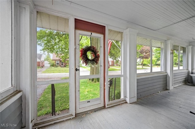 view of unfurnished sunroom