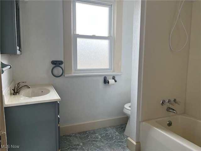 3039 W St, Weirton, WV 26062 - bathroom with healthy amount of natural light, baseboards, toilet, and vanity