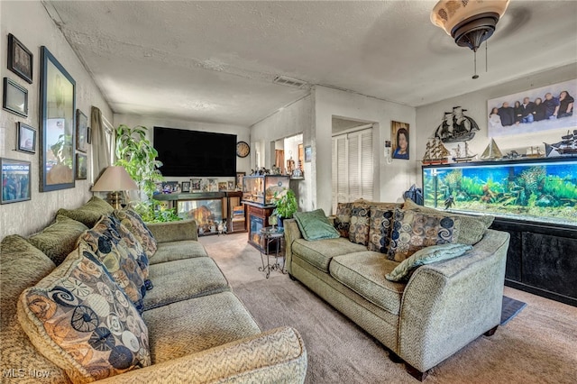 2212 Randall St, Lorain, OH 44052 - carpeted living room with a textured ceiling