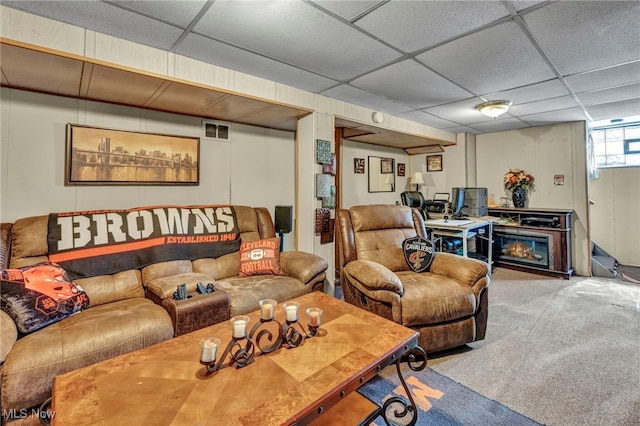 3403 Hartwood Rd, Cleveland Heights, OH 44112 - living area with carpet flooring and a paneled ceiling