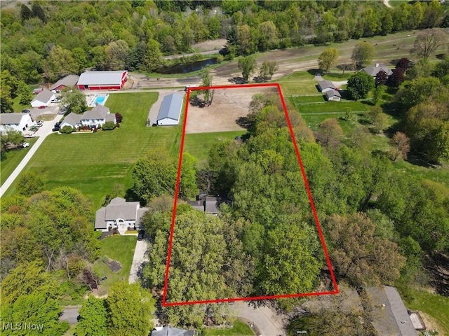 3277 Plainview Rd, Ravenna, OH 44266 - aerial view of property's location with property boundaries highlighted and a forest