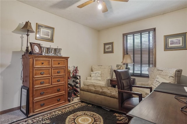 3277 Plainview Rd, Ravenna, OH 44266 - home office featuring a ceiling fan and baseboards