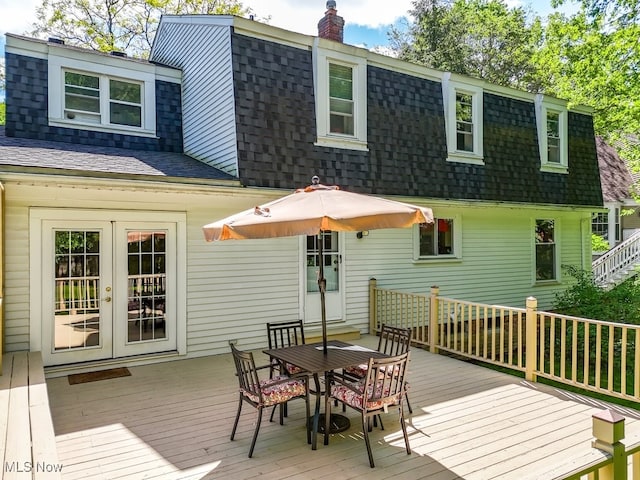 139 Elm Ct, Chagrin Falls, OH 44022 - wooden terrace with outdoor dining space and french doors