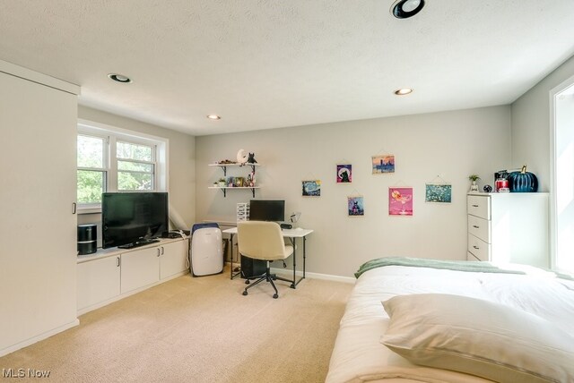 139 Elm Ct, Chagrin Falls, OH 44022 - bedroom with light colored carpet, recessed lighting, a desk, and baseboards