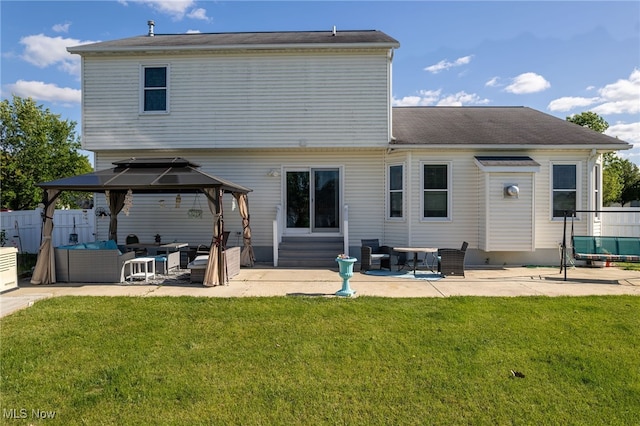104 Joshua Dr, Rittman, OH 44270 - back of house with an outdoor living space, entry steps, a gazebo, and a patio