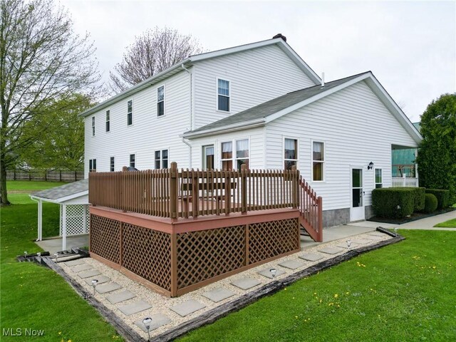 16321 Burton Windsor Rd, Middlefield, OH 44062 - back of house with a yard and a wooden deck