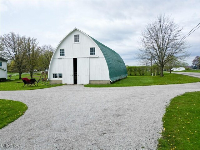 16321 Burton Windsor Rd, Middlefield, OH 44062 - view of barn featuring a lawn and gravel driveway