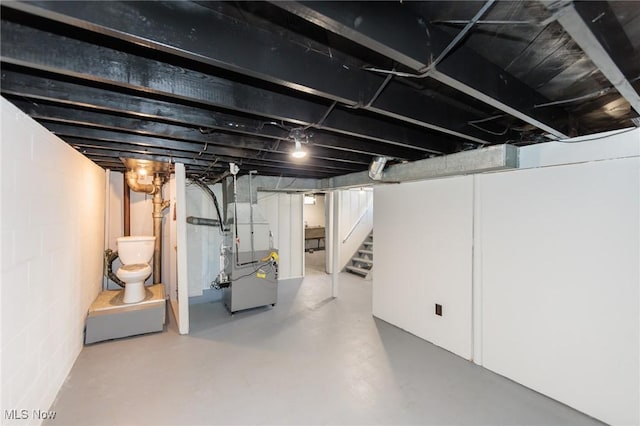 125 E 30th St, Lorain, OH 44055 - basement featuring heating unit and stairs