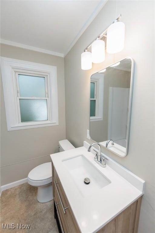 125 E 30th St, Lorain, OH 44055 - bathroom featuring crown molding, toilet, and vanity