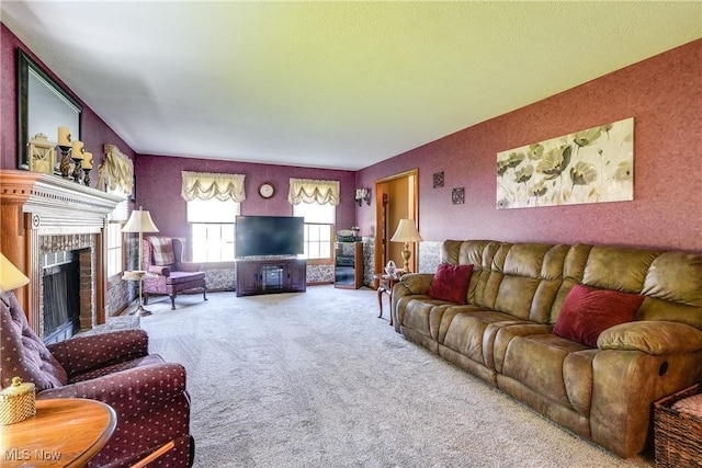 961 Prescot Ave NW, Massillon, OH 44646 - living area featuring carpet floors and a fireplace