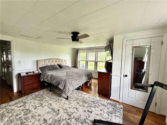 7509 S Palmyra Rd, Canfield, OH 44406 - bedroom featuring wood finished floors and attic access