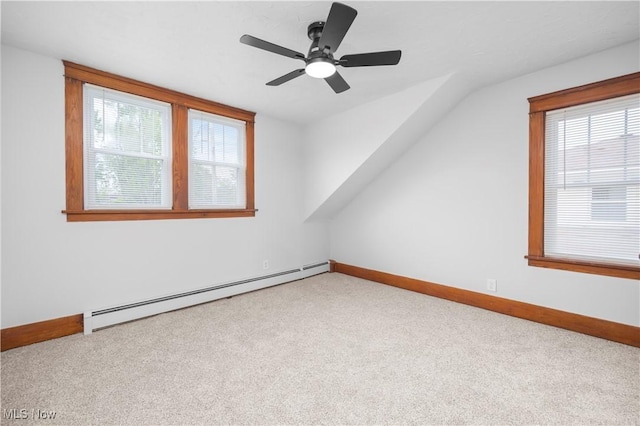 1138 W 6th St, Lorain, OH 44052 - bonus room with baseboard heating, carpet flooring, ceiling fan, and baseboards