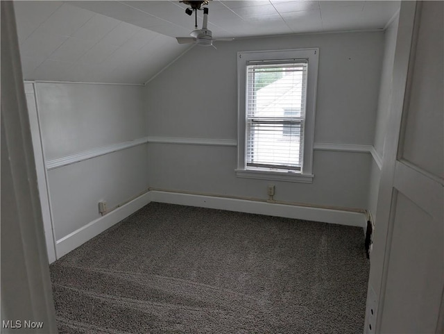 630 N Lincoln Ct, Louisville, OH 44641 - bonus room featuring ceiling fan, carpet flooring, and vaulted ceiling