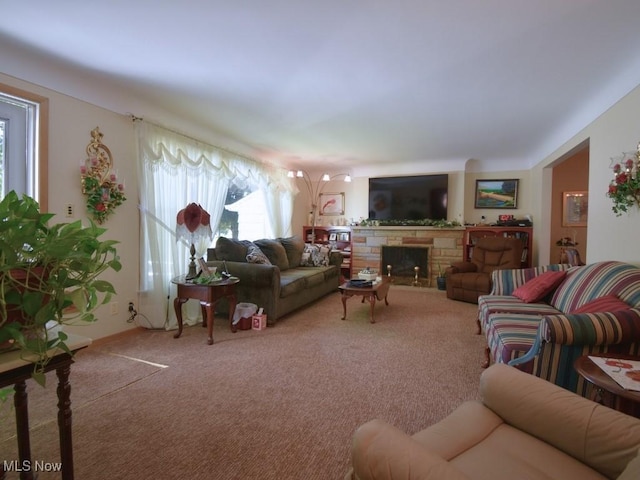 4628 Monticello Blvd, South Euclid, OH 44143 - carpeted living room with a stone fireplace