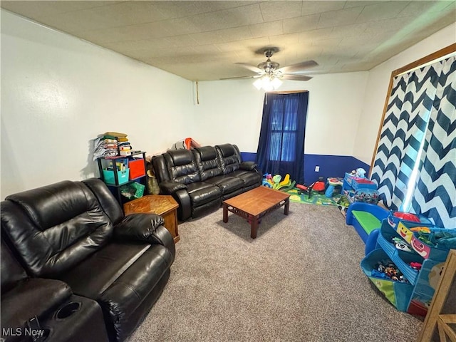 78 Findley St, Dillonvale, OH 43917 - carpeted living room with ceiling fan