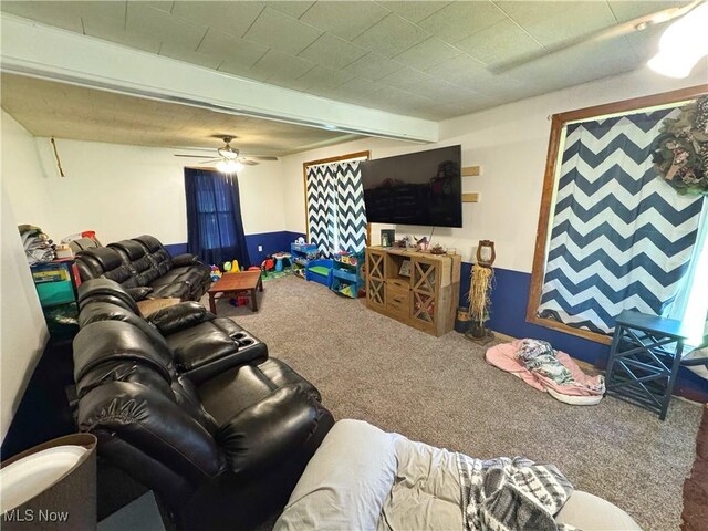 78 Findley St, Dillonvale, OH 43917 - carpeted living room with a ceiling fan