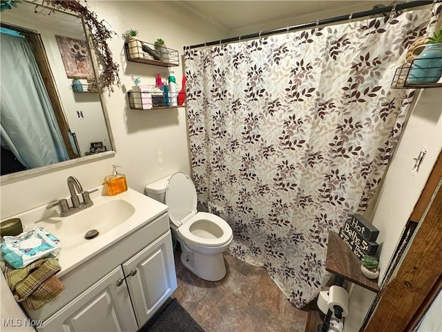 78 Findley St, Dillonvale, OH 43917 - full bath with toilet, vanity, and a shower with shower curtain