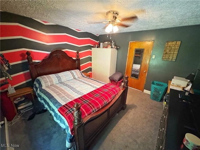 78 Findley St, Dillonvale, OH 43917 - carpeted bedroom with a textured ceiling and a ceiling fan