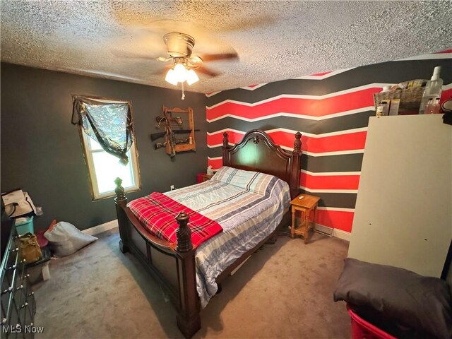 78 Findley St, Dillonvale, OH 43917 - bedroom featuring carpet, a textured ceiling, baseboards, and ceiling fan