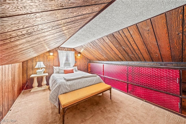 131 E 206th St, Euclid, OH 44123 - carpeted bedroom featuring lofted ceiling and wooden walls