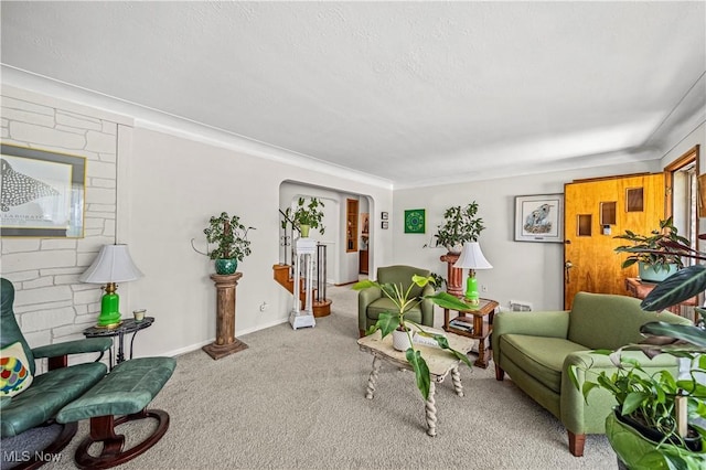 131 E 206th St, Euclid, OH 44123 - carpeted living area featuring arched walkways