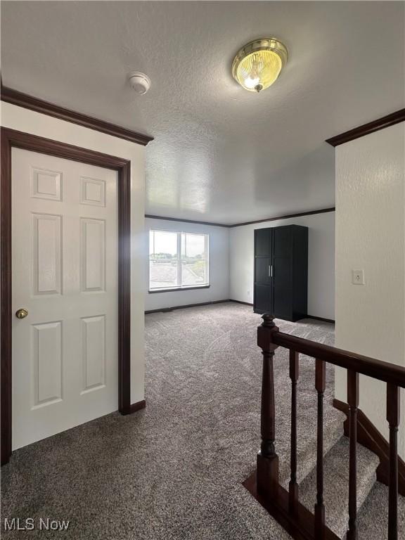 95 Cheyenne Dr, Girard, OH 44420 - carpeted spare room featuring a textured ceiling, crown molding, and a smoke detector