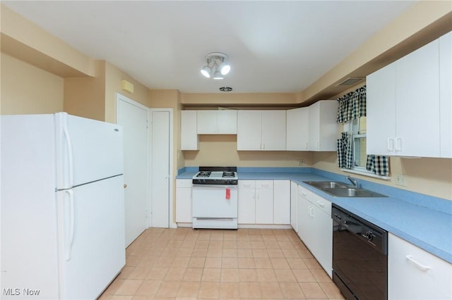 14245 Cedar Rd, South Euclid, OH 44121 - kitchen with white appliances, a sink, white cabinets, and light countertops