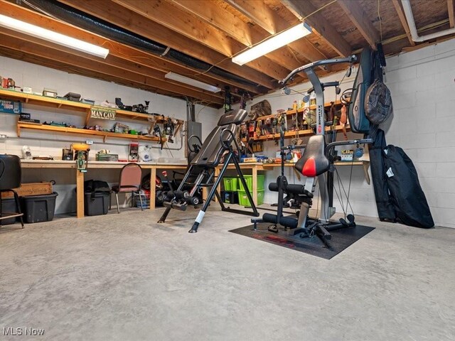 10664 W Little Kanawha Hwy, Mount Zion, WV 26151 - workout room featuring a workshop area and concrete block wall
