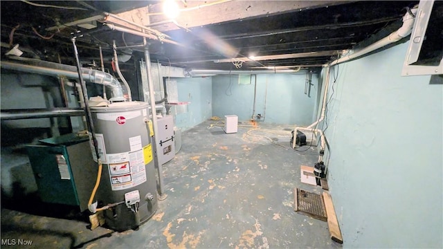 3205 State Rd, Ashtabula, OH 44004 - unfinished below grade area with gas water heater