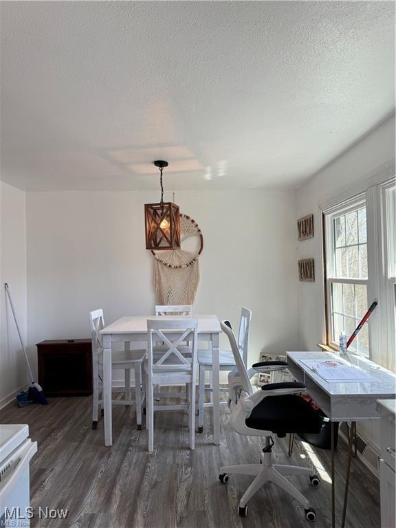14240 Crk 410, Lot, Coshocton, OH 43812 - dining room featuring a textured ceiling, wood finished floors, and an office area