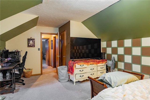2993 Harris Hwy, Washington, WV 26181 - bedroom with carpet flooring, vaulted ceiling, and a textured ceiling