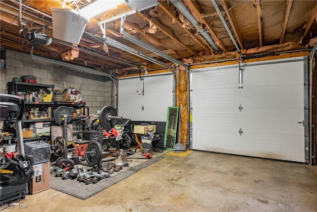 2993 Harris Hwy, Washington, WV 26181 - garage with a garage door opener and concrete block wall