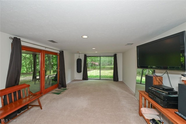 947 Trimble Pl, Sagamore Hills, OH 44067 - living area with light carpet, recessed lighting, and baseboards