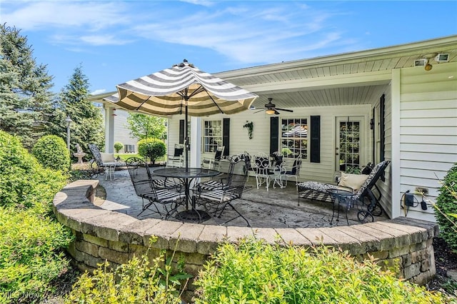 29 Amber Way, Norwalk, OH 44857 - view of patio / terrace featuring a ceiling fan and outdoor dining area